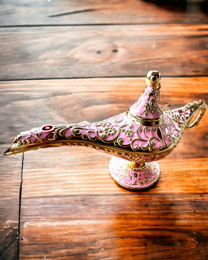 Lampe Magique d'Aladin avec Option de Gravure - Variante Rose, entrelacée d'or