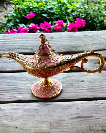 Lampe Magique d'Aladin avec Option de Gravure - Variante Rose, entrelacée d'or