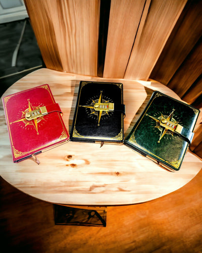 Taccuino Premium con Lucchetto a Combinazione A5 - Stile Vintage con Bussola, Design Giapponese, Articoli di Cancelleria per Studenti e Business. Personalizzazione con Incisione
