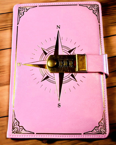 Taccuino Premium con Lucchetto a Combinazione A5 - Stile Vintage con Bussola, Design Giapponese, Articoli di Cancelleria per Studenti e Business. Personalizzazione con Incisione