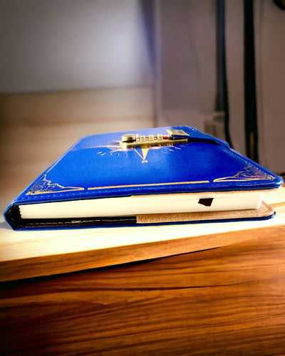 Taccuino Premium con Lucchetto a Combinazione A5 - Stile Vintage con Bussola, Design Giapponese, Articoli di Cancelleria per Studenti e Business. Personalizzazione con Incisione