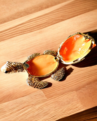 Schmuckkästchen "Schildkrötenfamilie" - Farbe Orange, Personalisierung mit Gravur