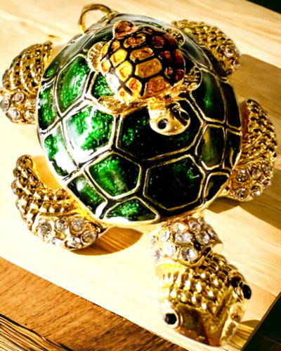 Szkatułka "Żółwiowa Rodzinka" - colore verde, personalizzazione con incisione