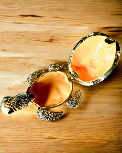 Schmuckkästchen "Schildkrötenfamilie" - Farbe Orange, Personalisierung mit Gravur