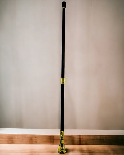 Canne de Luxe avec Poignée Dorée en Forme de Fleur – Élégante et à la Mode, 93 cm