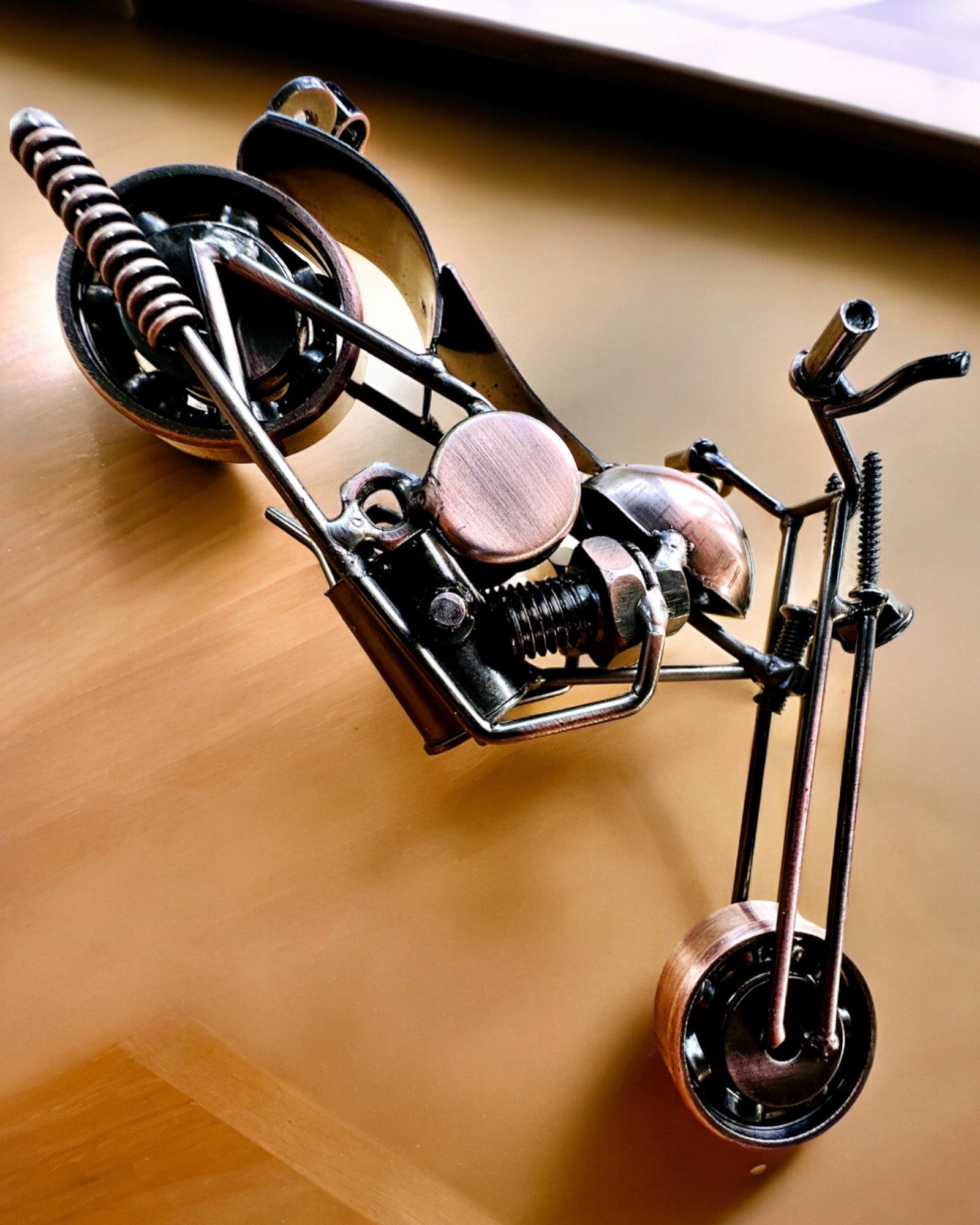Handmade Iron Motorcycle Model, Chopper, Customization, Engraving for Gift