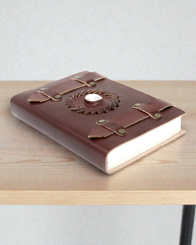 Leather Notebook Moonstone Luna Belt – 15 × 10 cm