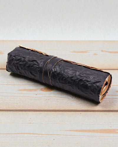 Carnet de voyage en cuir enroulé - 96 pages - Noir 21x15cm