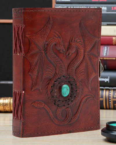 Leather Notebook Two Dragons Arcana – Esoteric Diary 17,5 × 12,5 cm