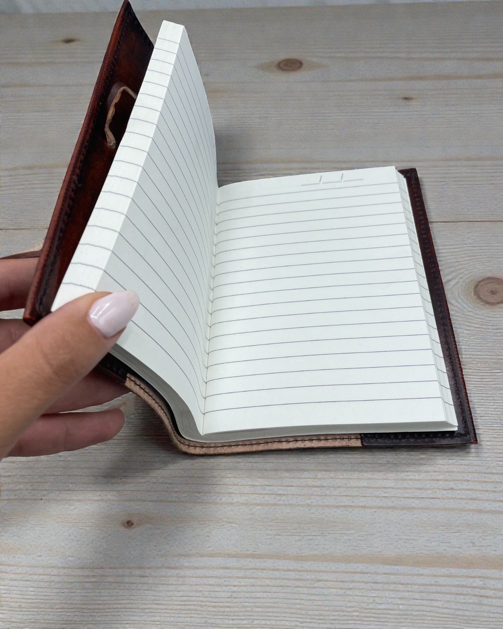 Vita Arboris – Small Leather Notebook, Tree of Life, with Green Stone