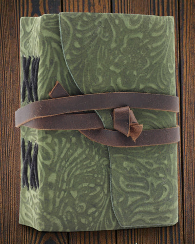 Green Maze Vintage – taccuino in pelle con pagine anticate 12,7 × 8,9 cm