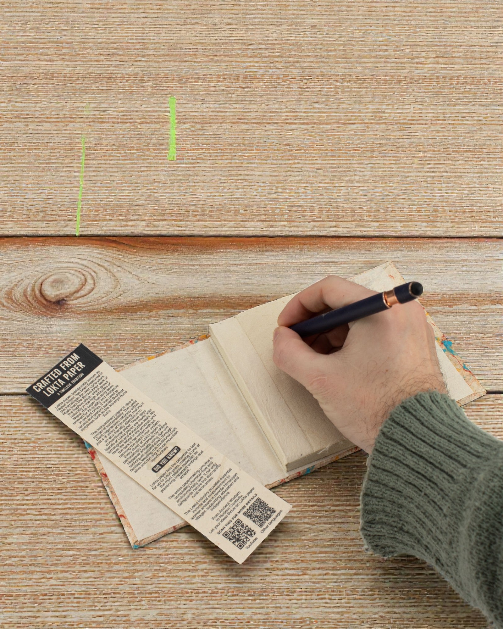 Lokta Murmure de couleur Coton – carnet fait main 15 × 12 cm, 45 feuilles, coton multicolore