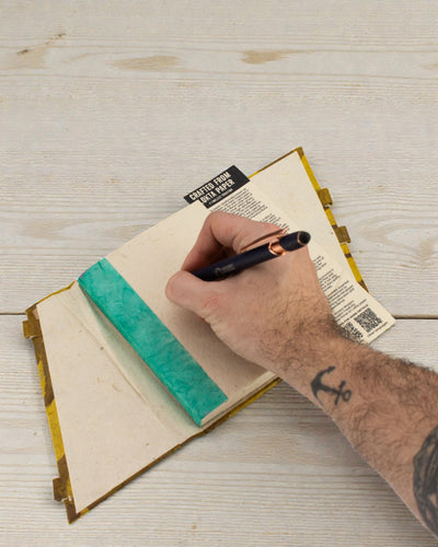 Medium Lokta Notebook Bold Flowers – Mustard (45 sheets, 15 x 12 cm)