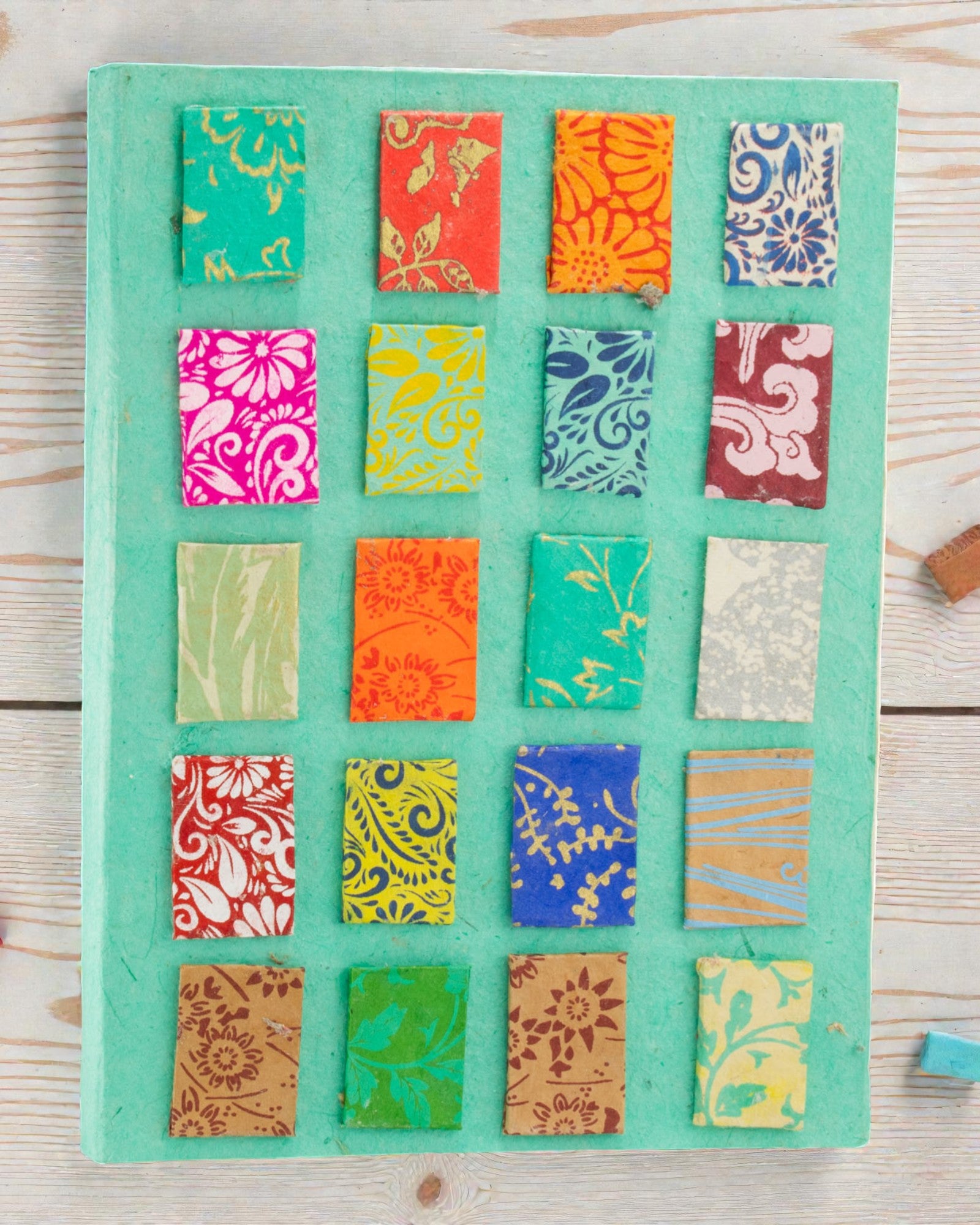 Notatnik in mini piastrelle Lokta – Grande (21x15cm) – 45 fogli – Include segnalibro – Verde acqua