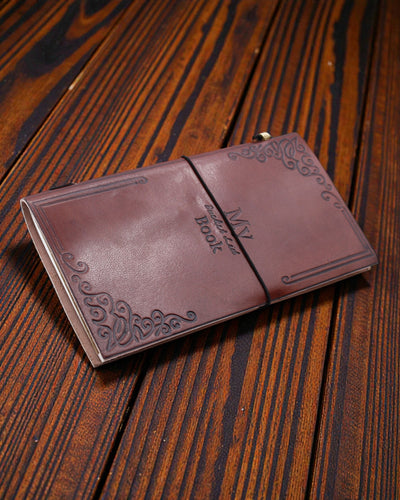 My Bucket List Journal – hand-crafted brown leather notebook 22 × 12 × 1,5 cm, 80 pages