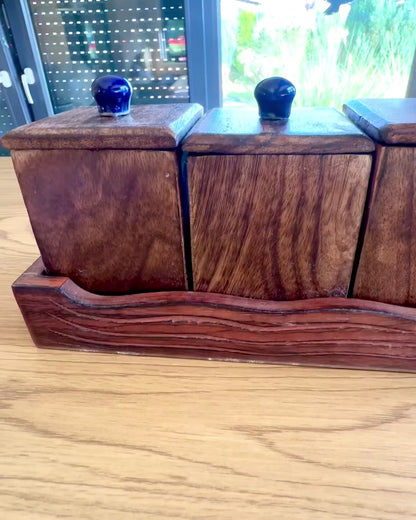 Set Royal Trio – Tee, Kaffee, Zucker aus Shisham-Holz, handgefertigt, mit Gravuroption als Geschenk