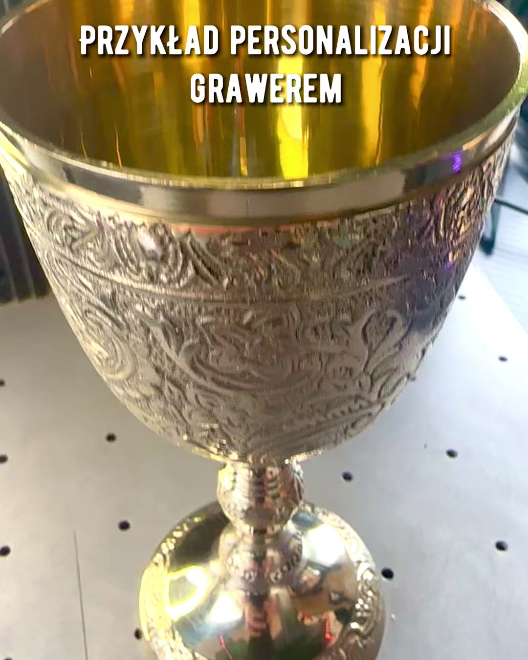 Royal Garden Goblet – hand-crafted brass goblet from India, customizable with engraving for a gift