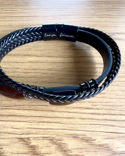 Bracciale Maschile Magnetic Love – in pelle con possibilità di personalizzazione con incisione per regalo