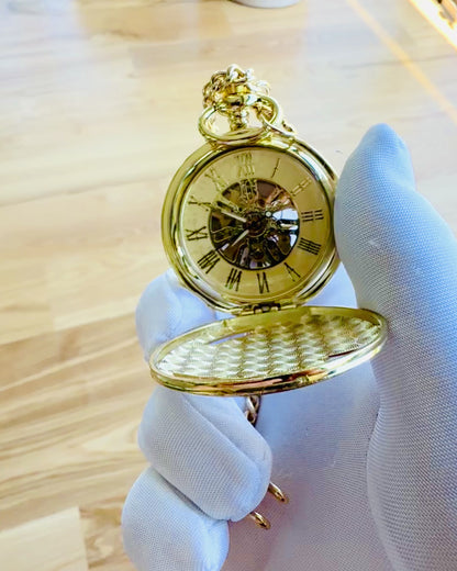 Montre de poche "Train Impérial", possibilité de personnalisation par gravure, couleur or