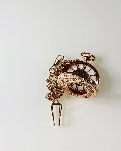 Vintage Style Pocket Watch with Transparent Dial and Skeleton Movement