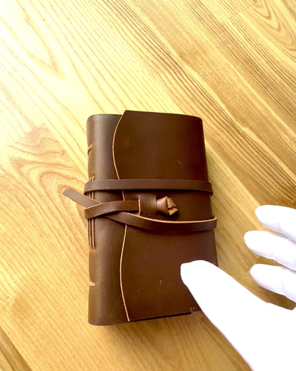 Notatnik Premium "RetroNotes" – Carnet élégant en véritable cuir - 200 pages, 120g, carnet, carnet de croquis, couleur marron, personnalisation par gravure