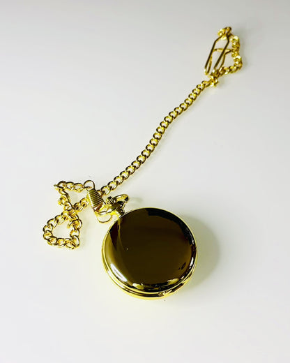 Klassische mechanische Taschenuhr mit Doppeldeckel, manuell, goldfarben, mit Gravur