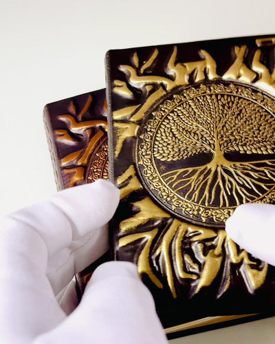 Vintage Diario "Albero della Vita" A6 - Elegante Copertina Incisa in Pelle Sintetica, 100 Pagine