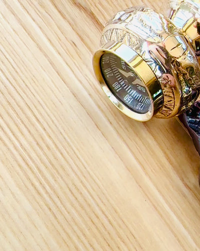 Kompasso Black - Walking Cane - Hand-Carved Wooden - Exclusive Edition with Engraving Option