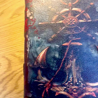 Retro Nautical Leather Notebook 200 Pages with Engraving Personalization, Ideal Gift for Artists and Travelers, Made of Natural Goat Leather, Vintage Color, Size 18 x 13 cm