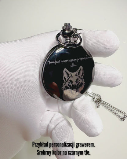Montre de Poche Mécanique Classique à Double Couvercle – Manuel, Noir, personnalisation avec gravure