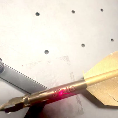 Gold goose feather calligraphy pen with option for personalized engraving