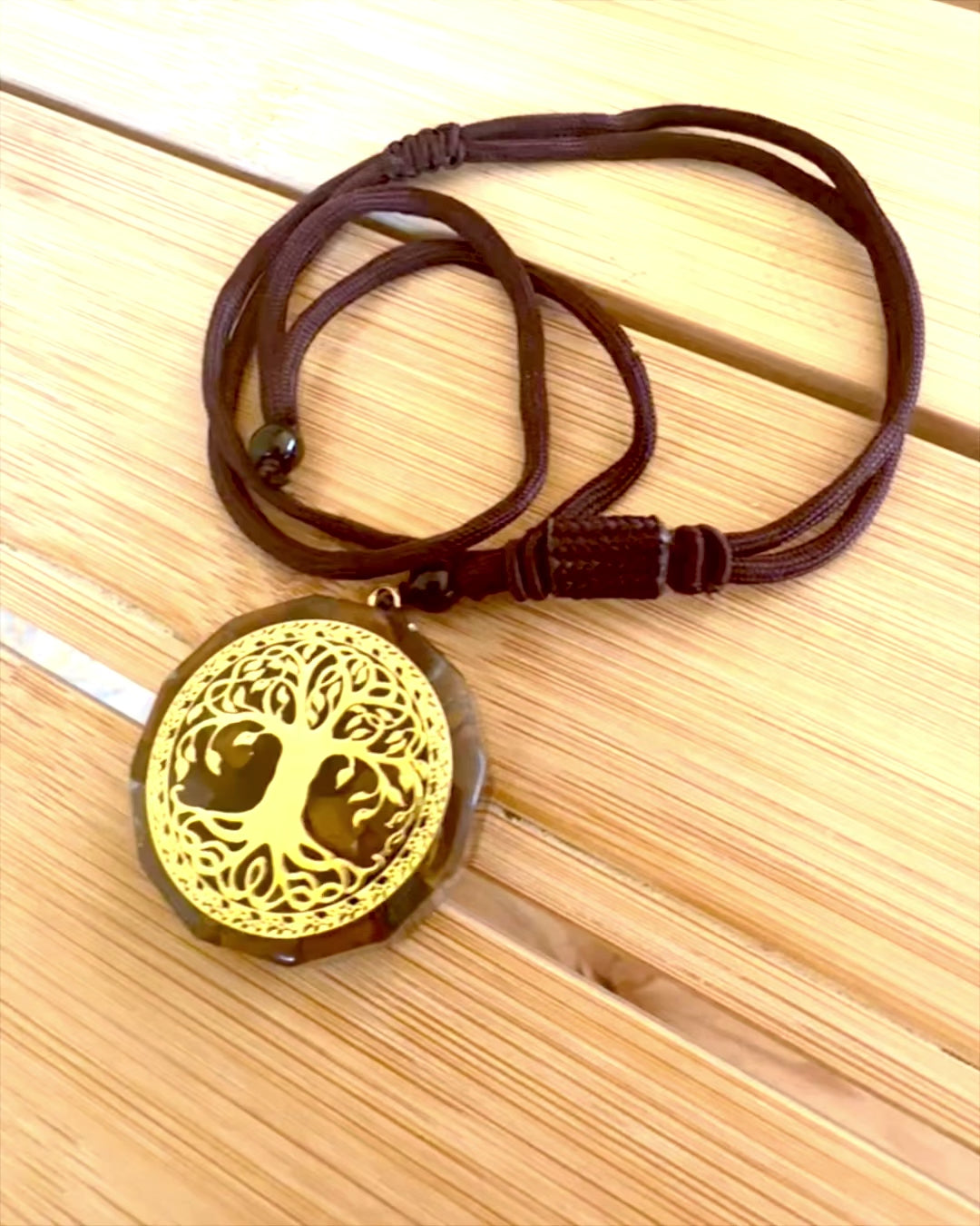 Amuleto "Drzewo Życia" con occhio di tigre, collana regalo con personalizzazione incisione