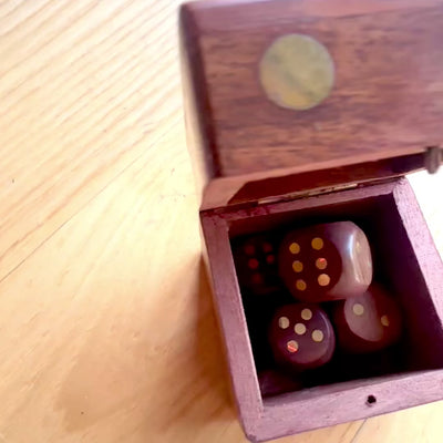 Wooden dice game in an elegant box with customizable engraving