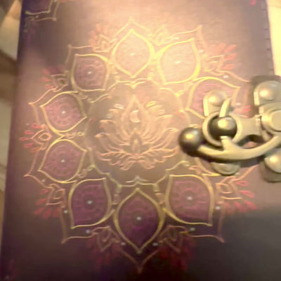Lotus Anima – Leather Notebook, Lotus Mandala, with Aged Pages