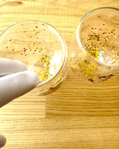 Verres "Nautical Dreams" à double paroi avec flocons d'or - ensemble de 2 pièces, capacité de 300 ml, possibilité de personnalisation par gravure