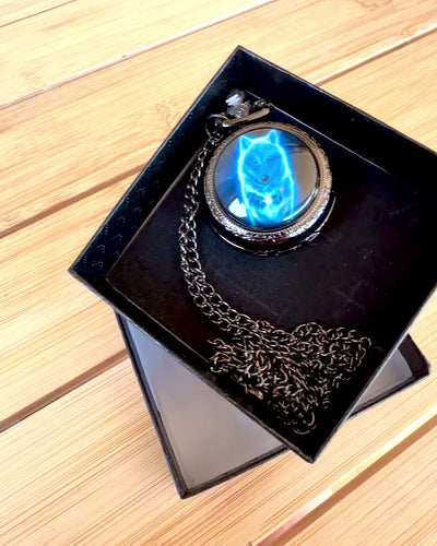Taschenuhr Lunar Wolf – Mondwolf-Uhr, mit der Möglichkeit zur Personalisierung durch Gravur als Geschenk