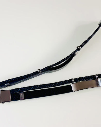 Bracelet Homme en Cuir PU et Acier Inoxydable avec Possibilité de Gravure – Disponible en Deux Variantes de Couleur