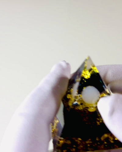 Orgonite Pyramid with Obsidian – Chakra Energy Generator, Reiki Meditation Tool with Natural Stone