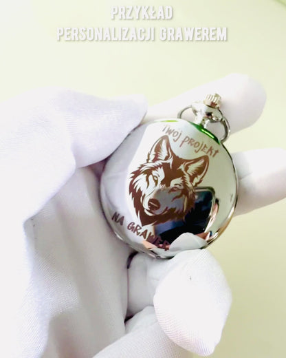 Montre de poche en argent avec mouvement à quartz et possibilité de gravure