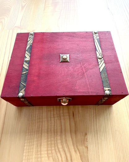 Antica Scatola di Legno con Possibilità di Incisione, 23 cm x 16 cm x 7,5 cm