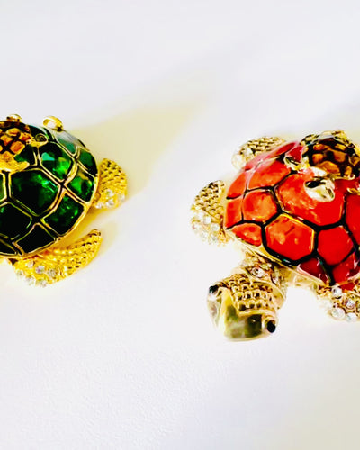 Szkatułka "Żółwiowa Rodzinka" - colore verde, personalizzazione con incisione