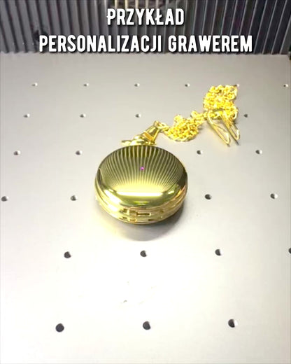 Klassische mechanische Taschenuhr mit Doppeldeckel, manuell, goldfarben, mit Gravur