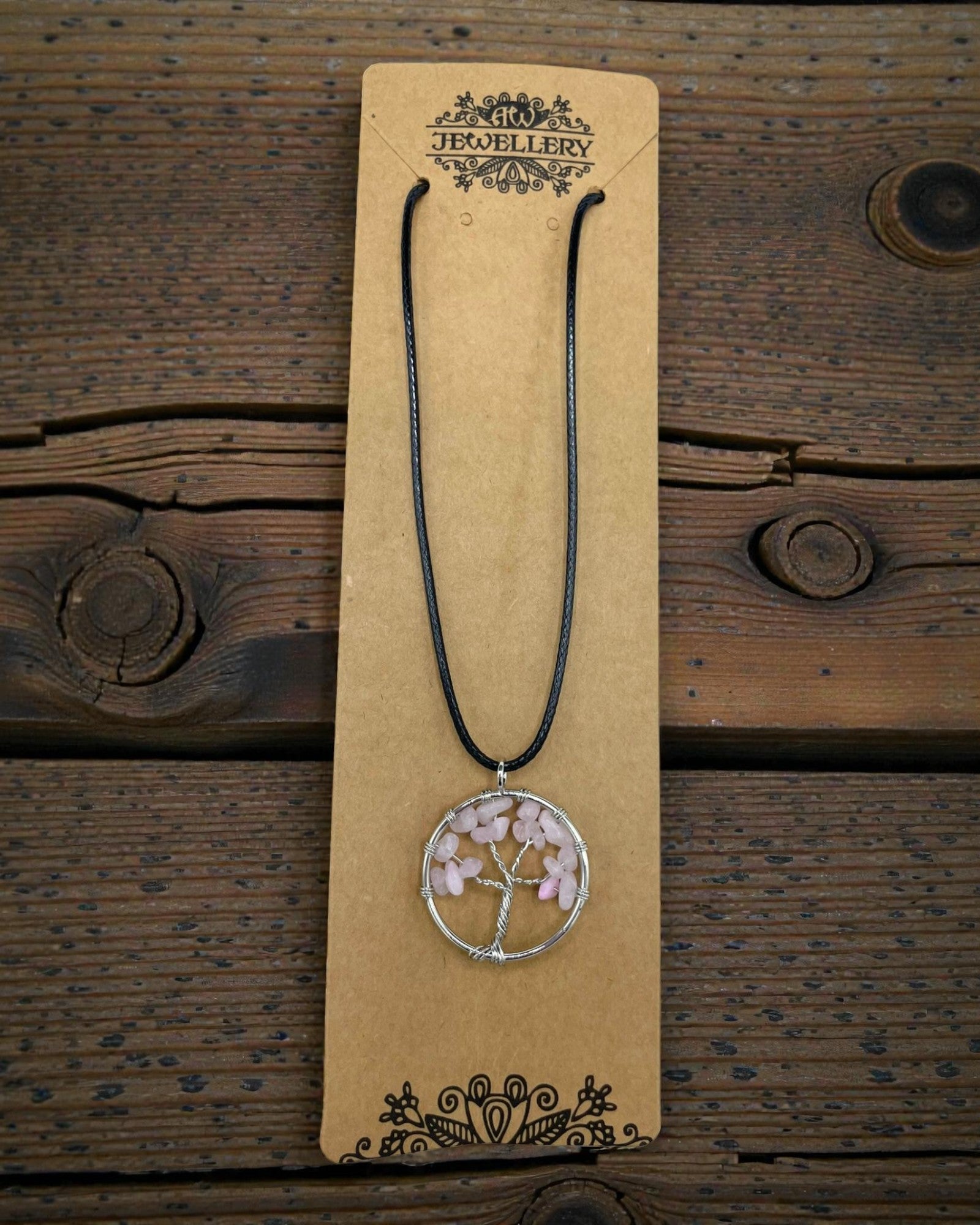 Halskette Baum des Lebens Liebe und Zartheit – Rosenquarz