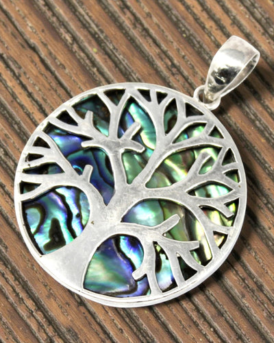 Pendentif en argent Arbre de vie 30 mm – Abalone Ocean Glow