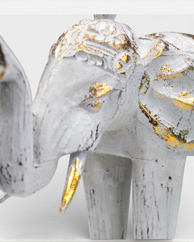 Scultura di Elefante 24 cm – Bianco e Oro