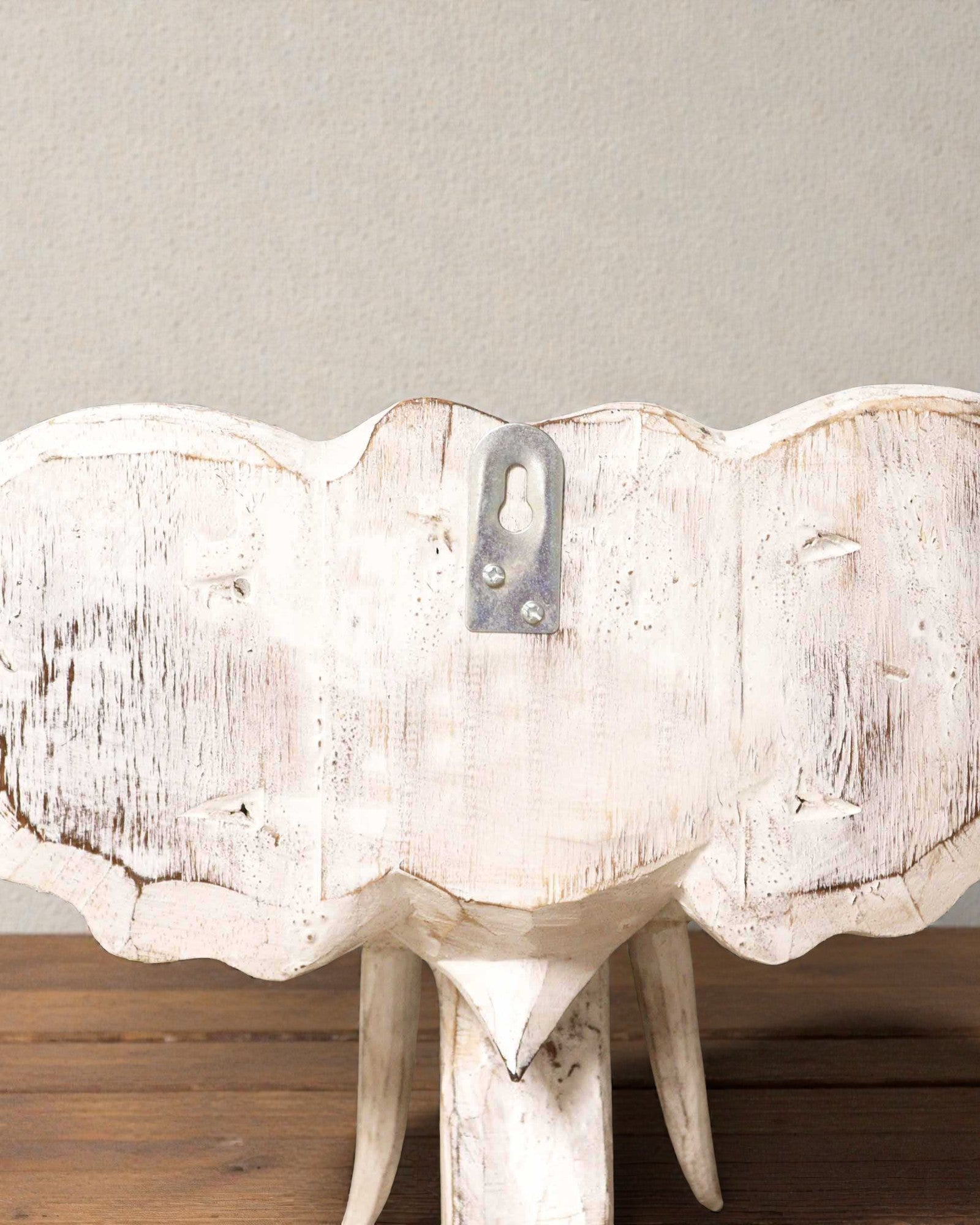 Grande tête d’éléphant 29x26 cm – Blanc et or