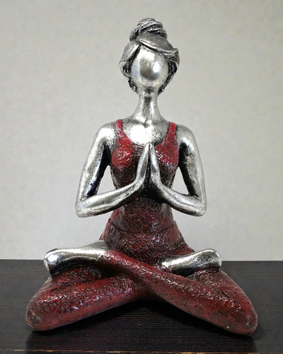 Figurine de femme 24 cm – Yoga Harmonie argent-bordeaux